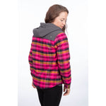 Klim Women's Big Sky Fleece Lined Flannel Hoody Punch Pink/Asphalt