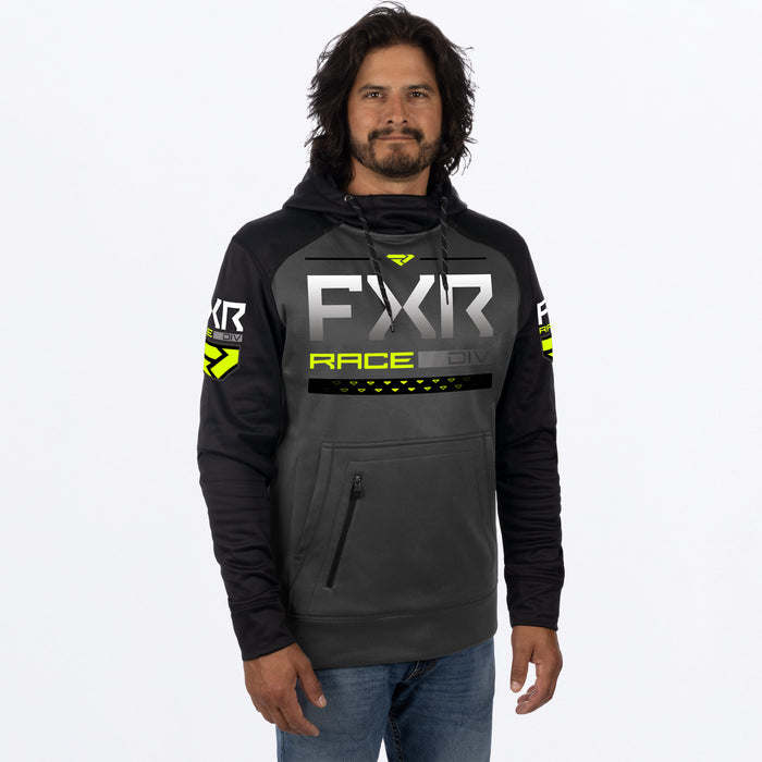 FXR Men's Race Division Tech Pullover Fleece Char/Hi-Vis