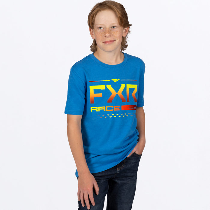 FXR Youth Race Division Tee Blue Heather/Inferno