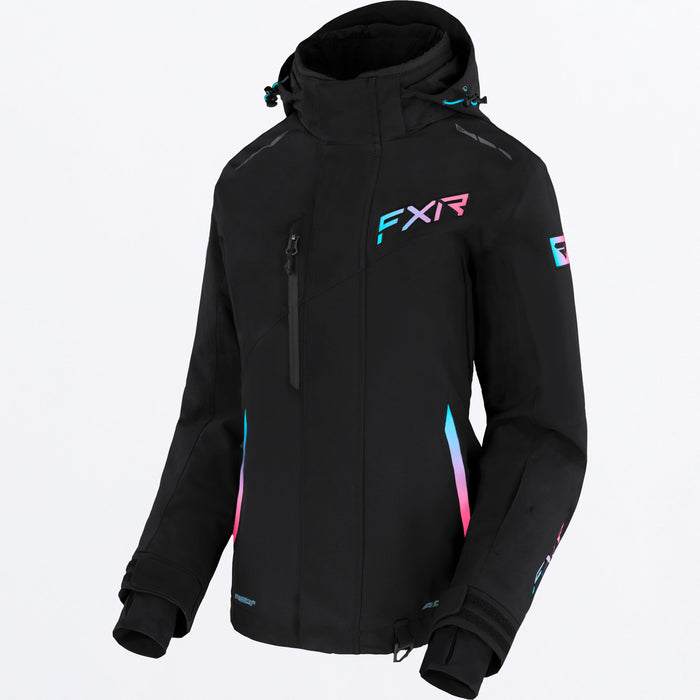 FXR Women's Edge Jacket Black/Sky Blue-E Pink Fade