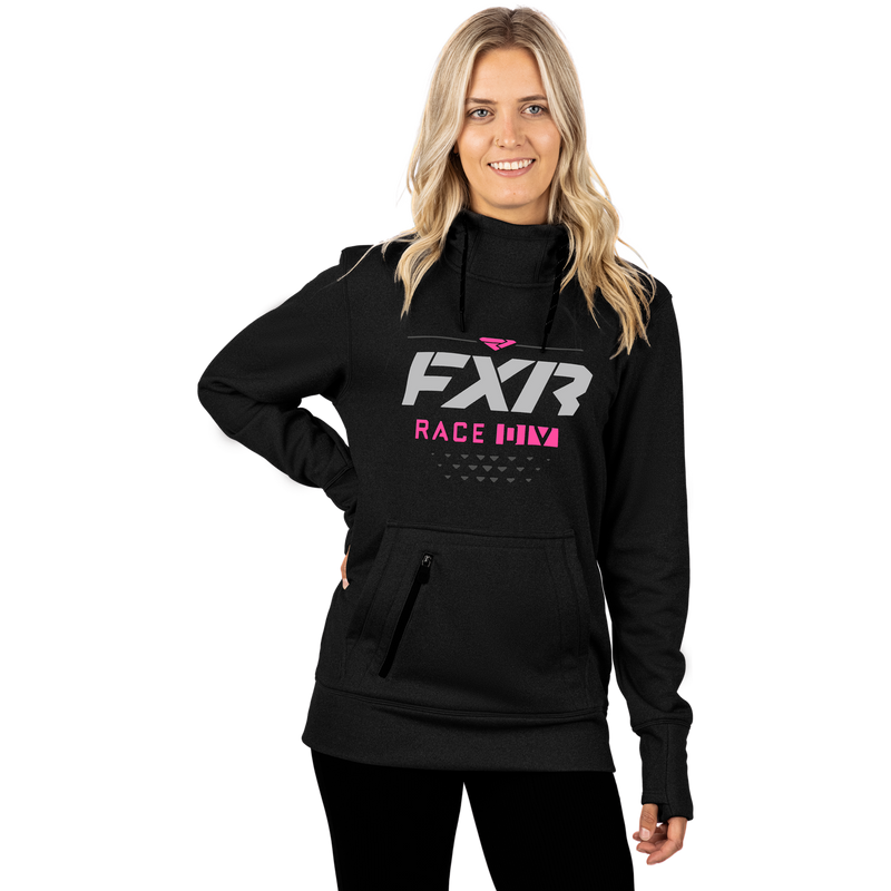 FXR Women's Race Division Tech Pullover Fleece Black/Electric Pink
