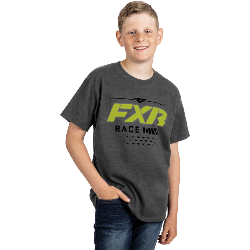 FXR Youth Race Division Tee Grey Heather/Hi-Vis
