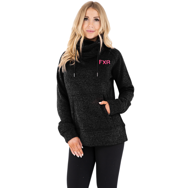 FXR Women's Ember Sweater Pullover Black Heather/Electric Pink
