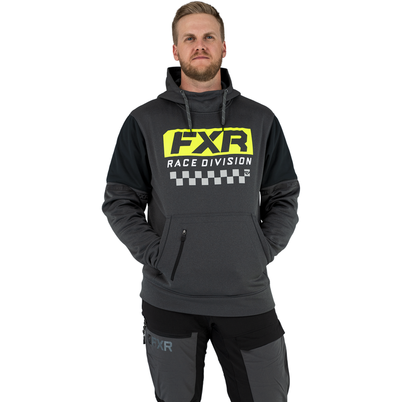 FXR Race Division Tech Pullover Fleece Char Heather/Hi Vis
